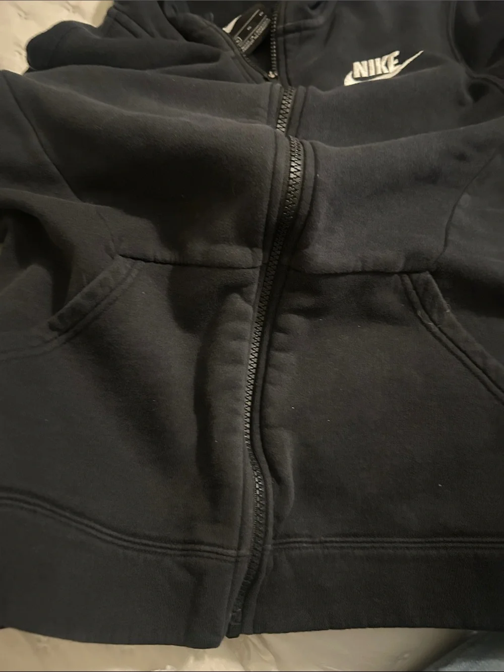 Nike Black Zip-Up Hoodie with White Swoosh